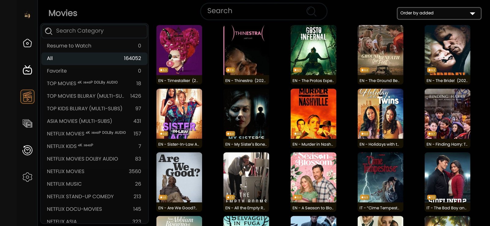 IPTV 164000 movies VOD library on demand 4K HD streaming